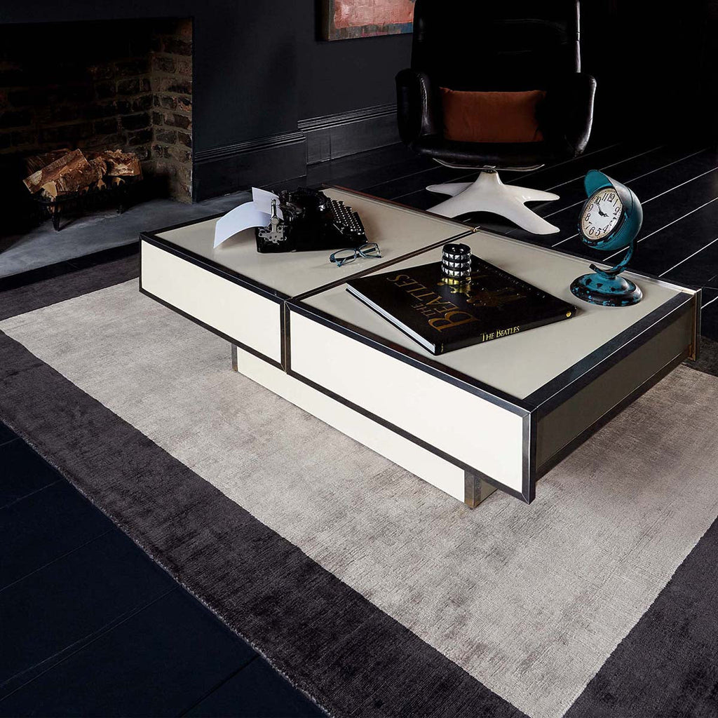 Asiatic Blade Border Charcoal Silver Rug
