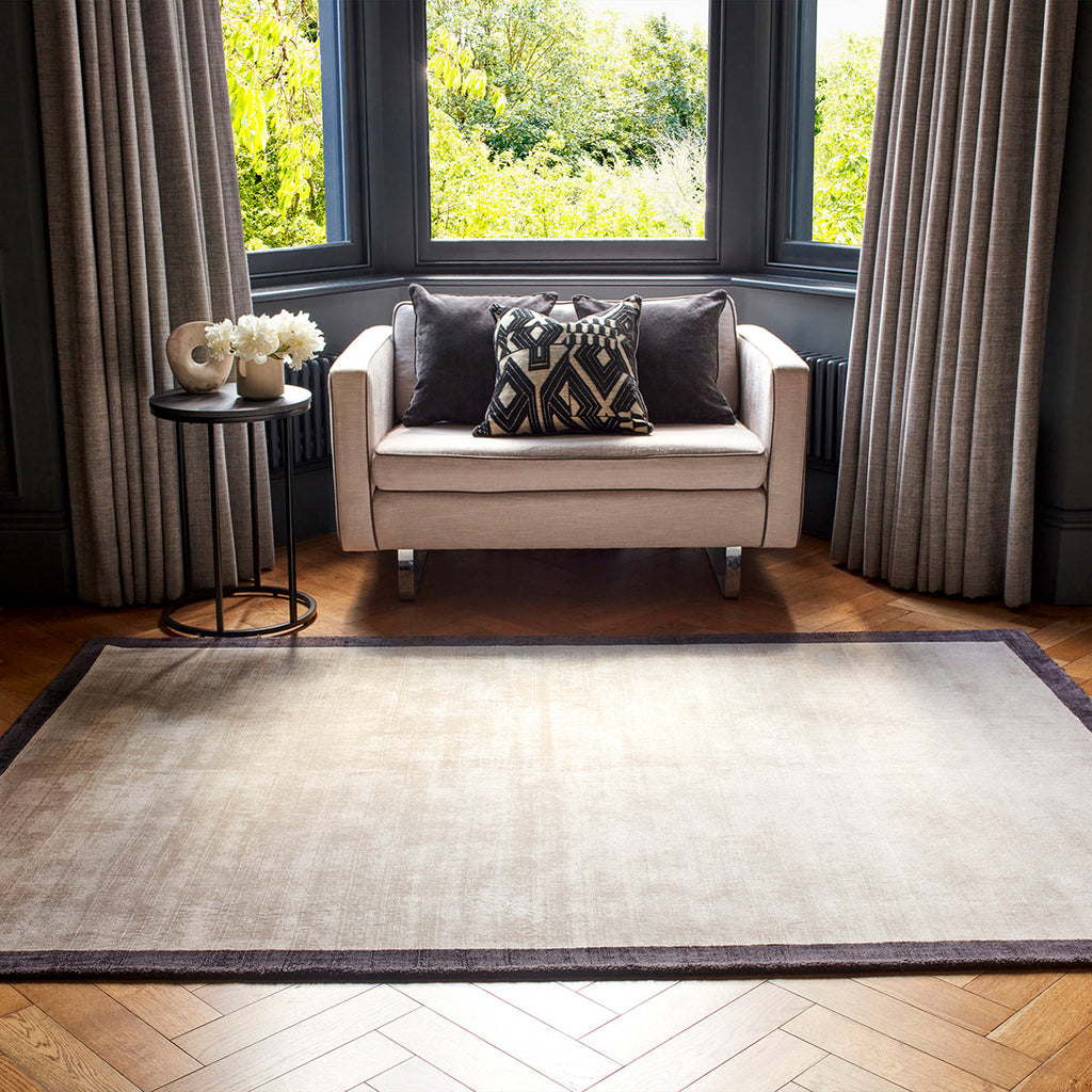 Asiatic Blade Border Putty Charcoal 10 Rug