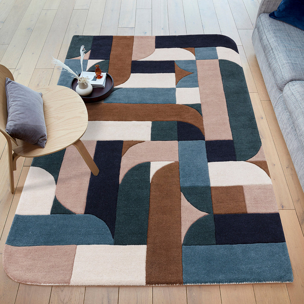 Asiatic Matrix 89 Klotski Teal Rug