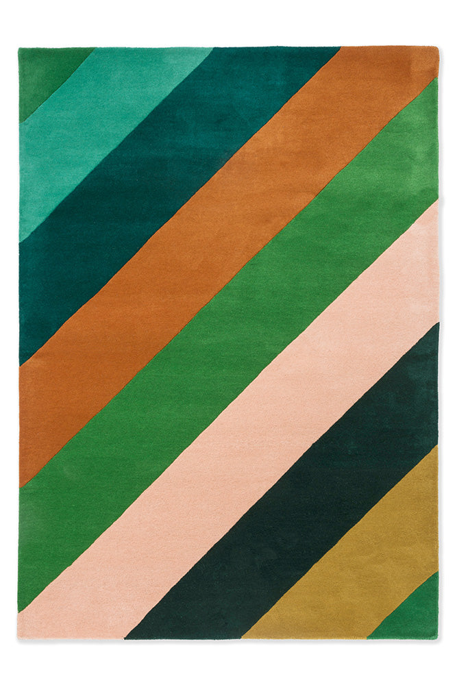 Sophie Robinson x Harlequin Sherbet Stripe Emerald/Amber 144417 Rug