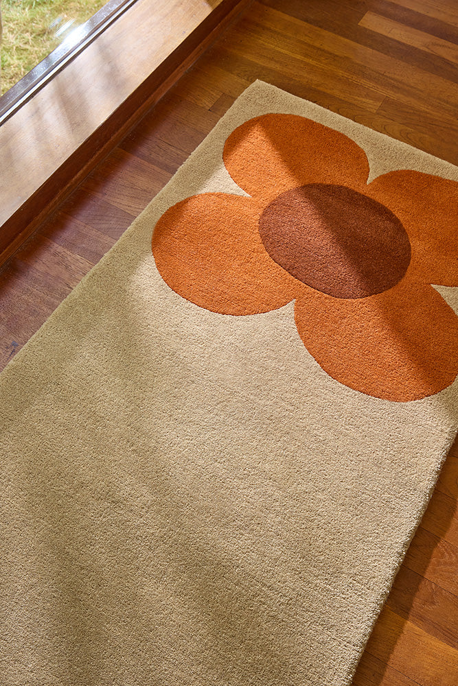Orla Kiely Flower Placement Pumpkin - Ecru 158203 Runner Rug