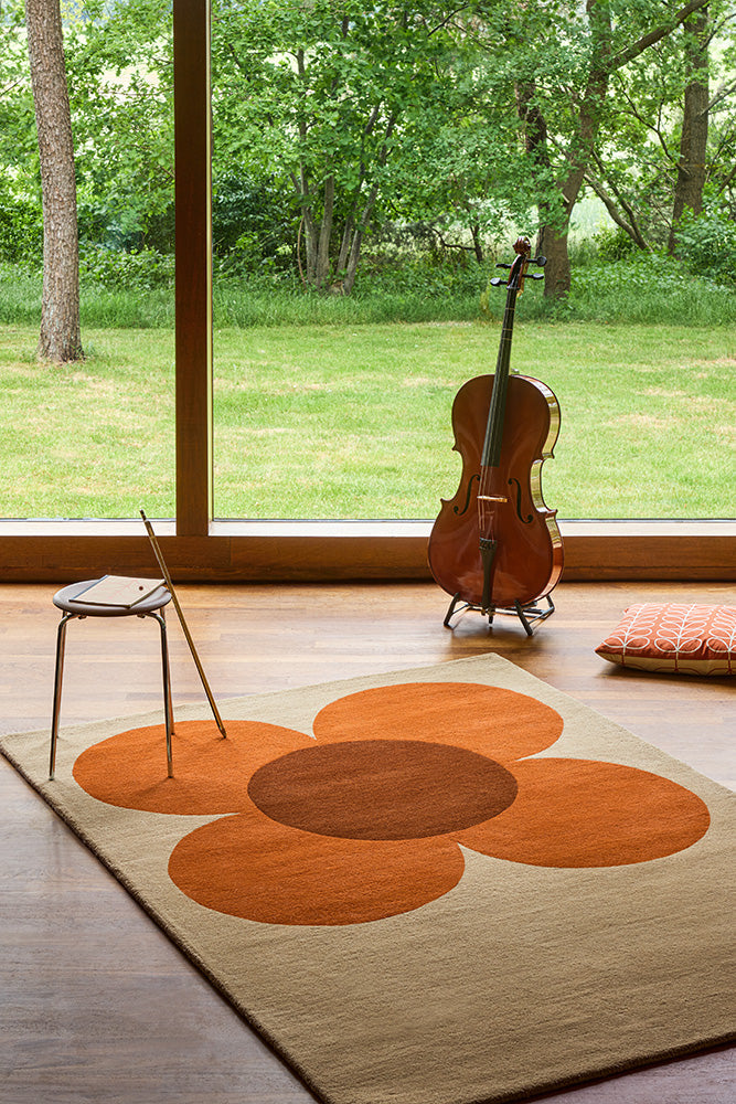 Orla Kiely Flower Placement Pumpkin - Ecru 158203 Rug