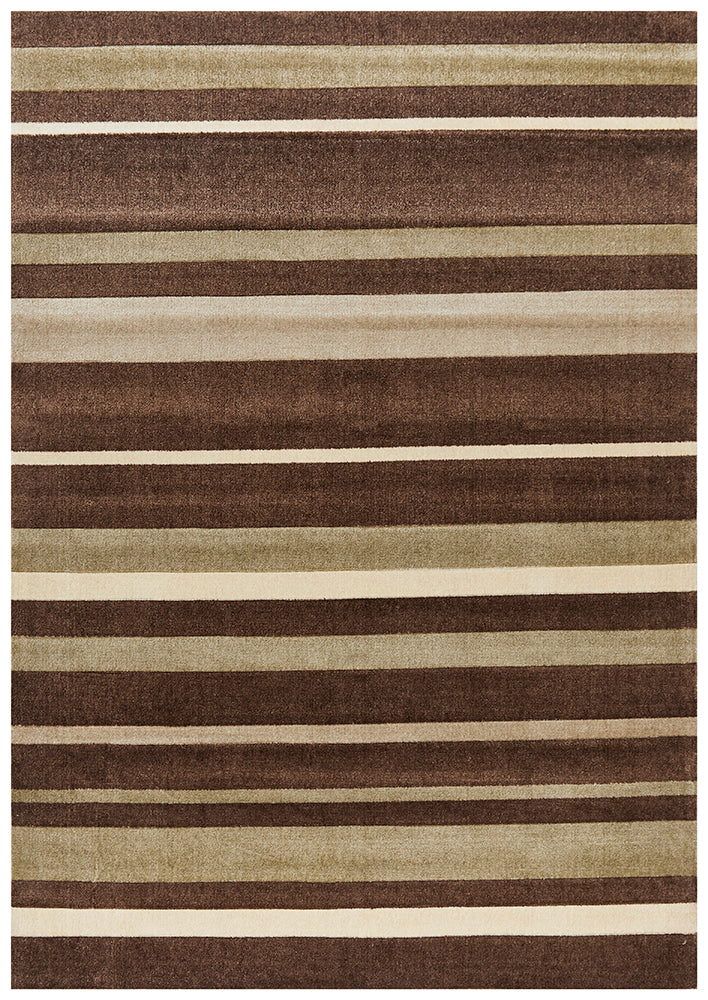 City Stylish Stripe Rug Brown Beige