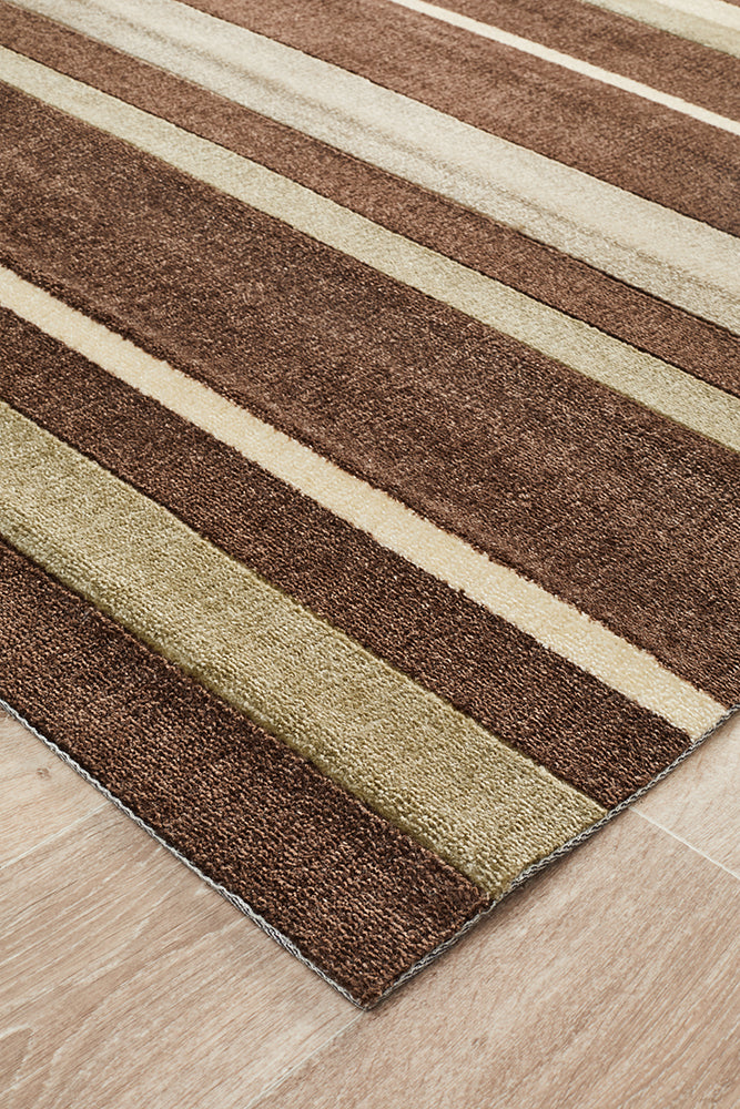 City Stylish Stripe Rug Brown Beige