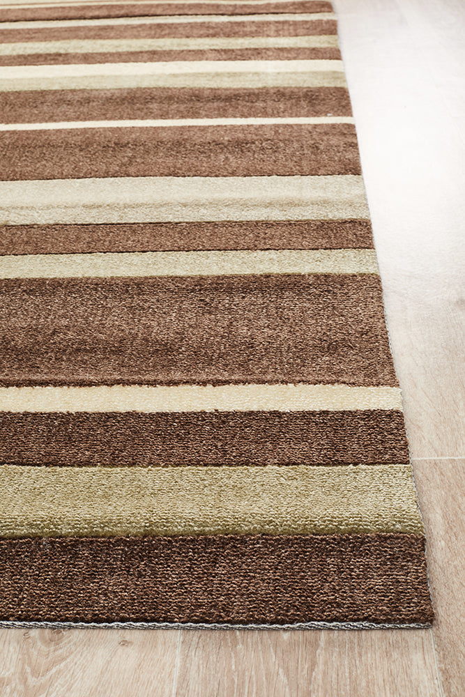 City Stylish Stripe Rug Brown Beige