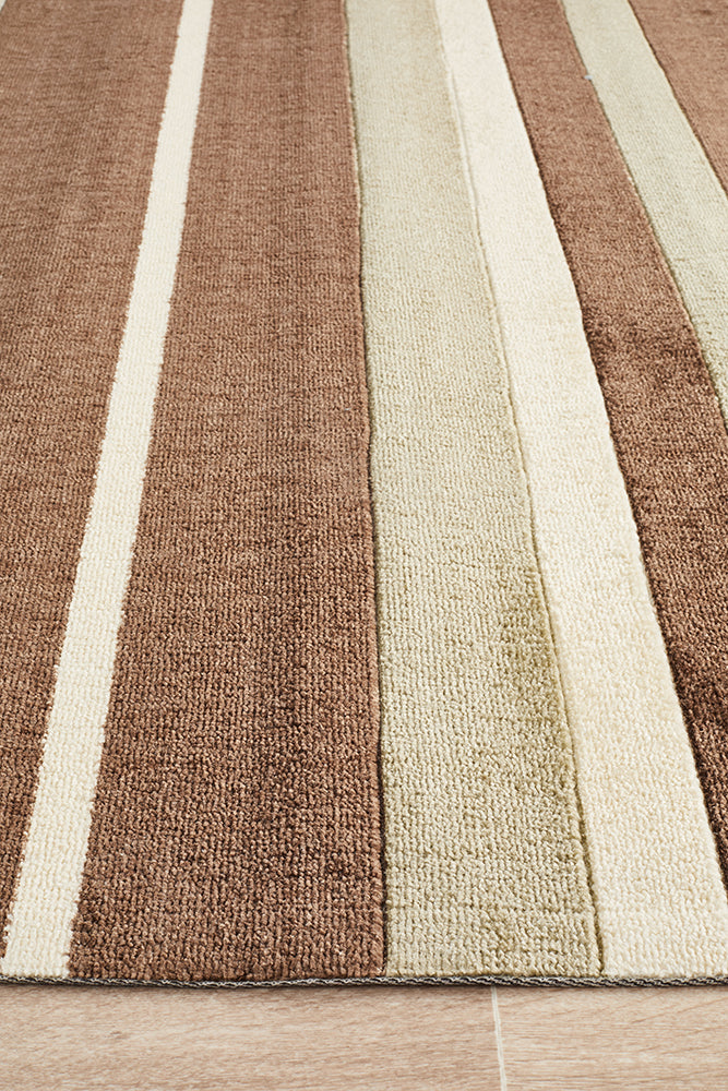 City Stylish Stripe Rug Brown Beige