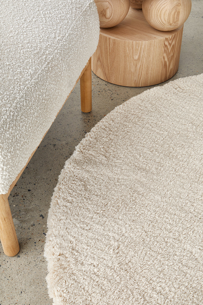 Cloud Beige Round Washable Rug