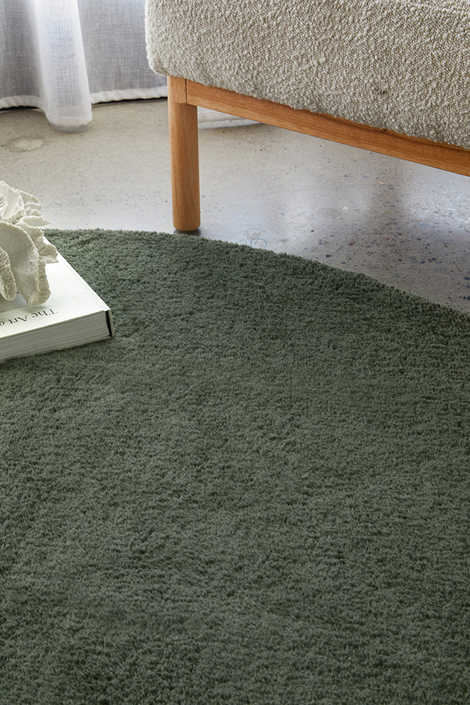 Cloud Green Round Washable Rug