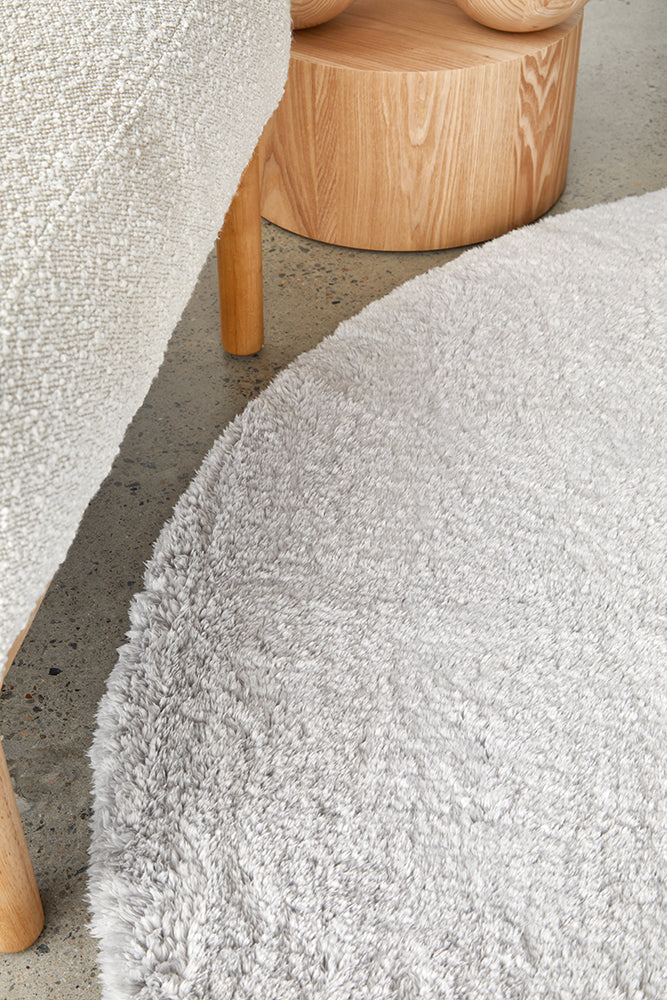 Cloud Silver Round Washable Rug