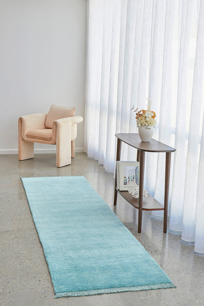 Conscious Loom Kinship Sky Blue Runner Rug
