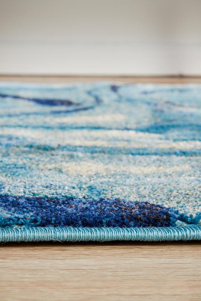 Dreamscape Waves Modern Indigo Runner Rug