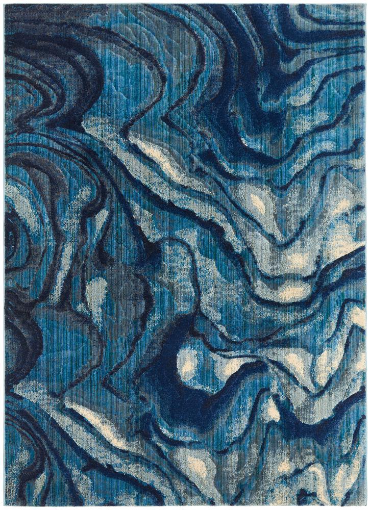 Dreamscape Waves Modern Indigo Rug