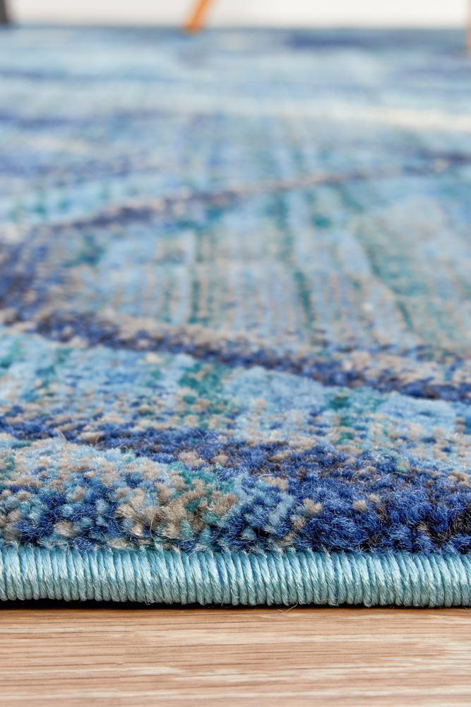 Dreamscape Waves Modern Indigo Rug