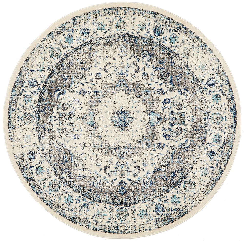 Evoke Mist White Transitional Round Rug