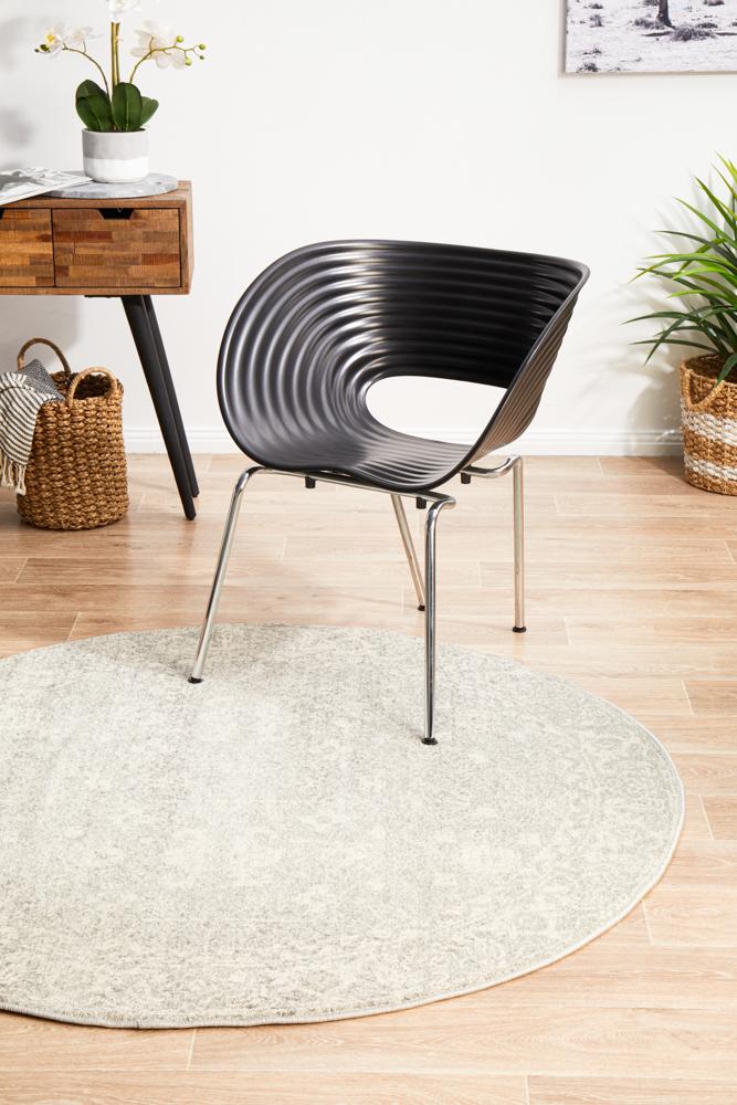 Evoke Shine Silver Transitional Round Rug