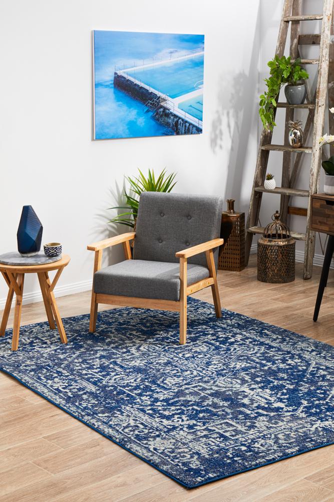 Evoke Contrast Navy Transitional Rug