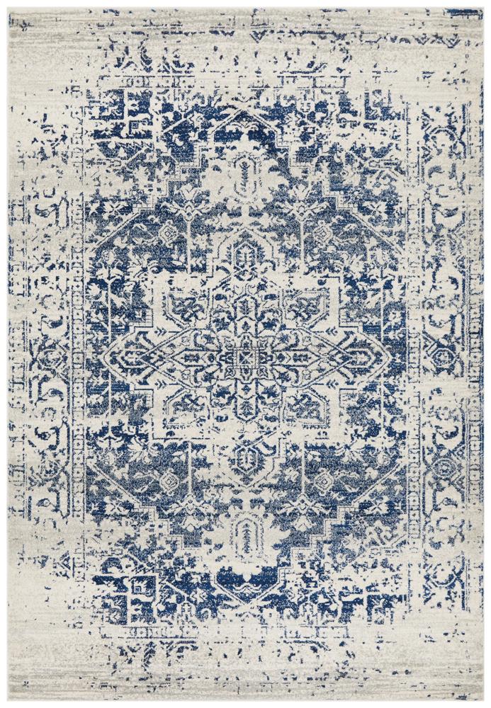 Evoke Horizon White Navy Transitional Rug