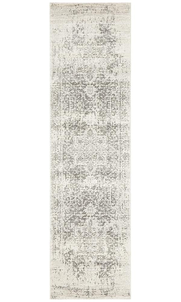 Evoke Dream White Silver Transitional Runner Rug