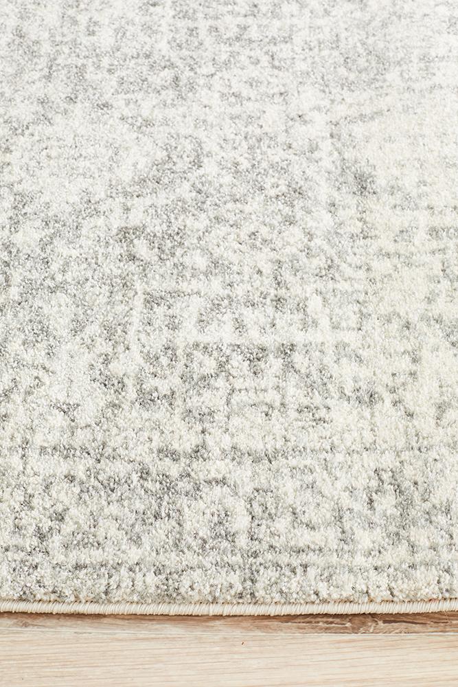 Evoke Dream White Silver Transitional Runner Rug