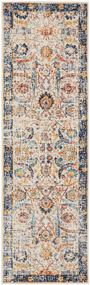 Evoke Peacock Ivory Transitional Runner Rug