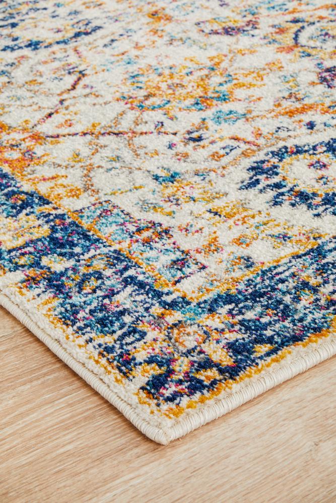 Evoke Peacock Ivory Transitional Runner Rug