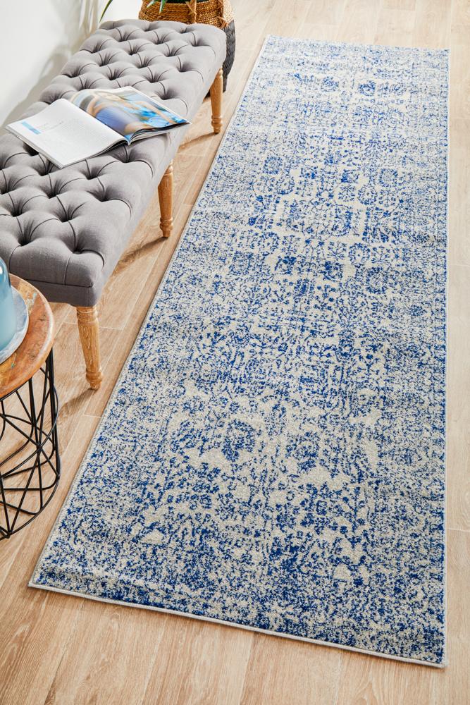 Evoke Frost Blue Transitional Runner Rug