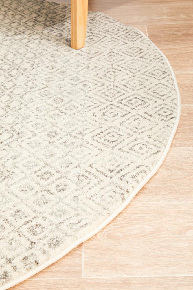 Evoke Diamond Grey Transitional Round Rug