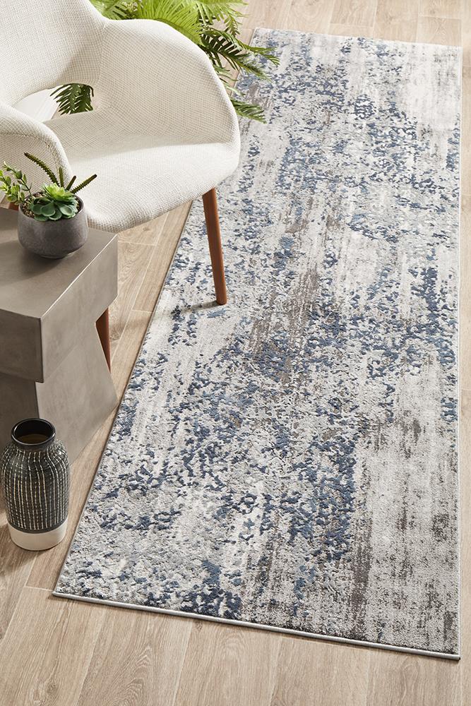 Kendra Casper Distressed Modern Rug Blue Grey White