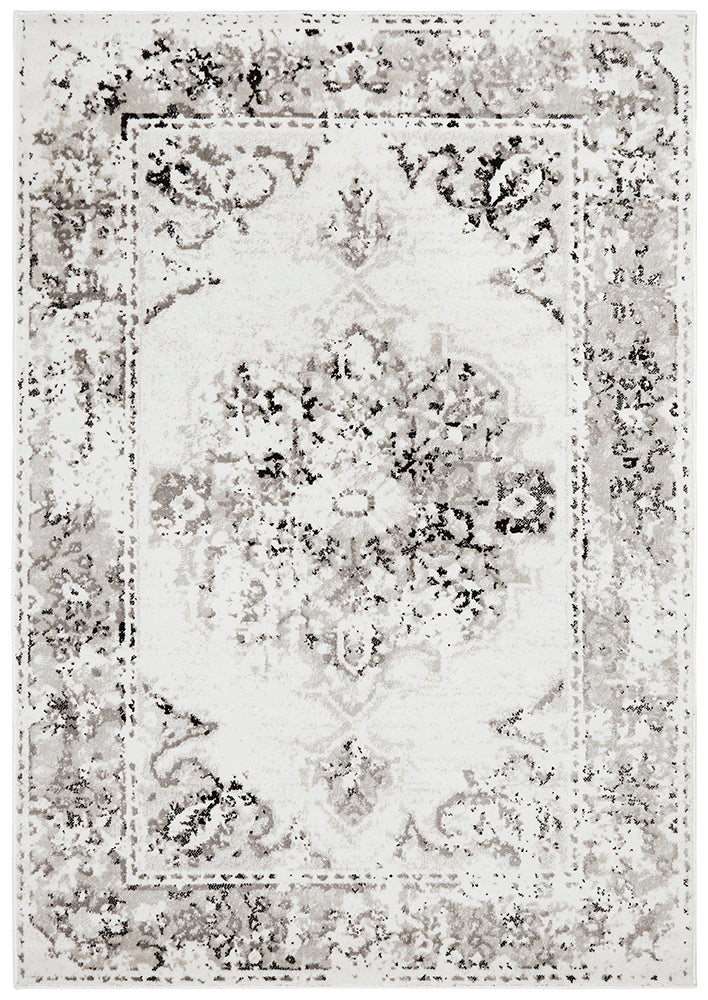 Alexa Transitional Rug White Grey Black