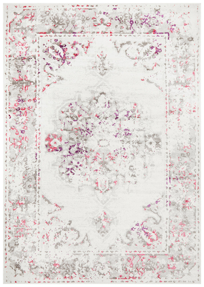 Alexa Transitional Rug White Pink Grey