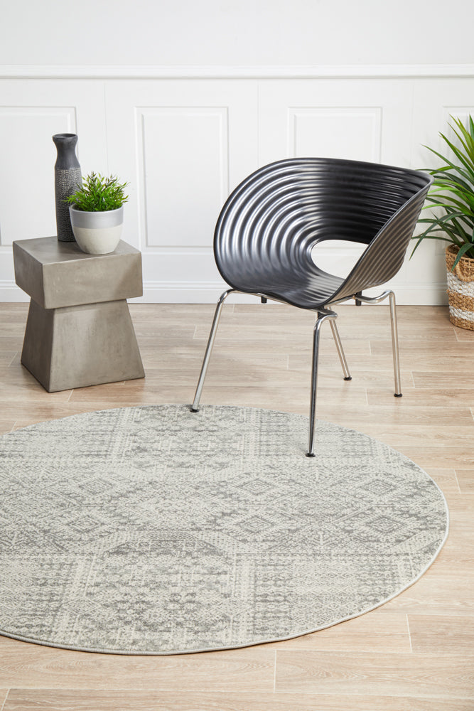 Mirage Zelda Silver Grey Round Rug