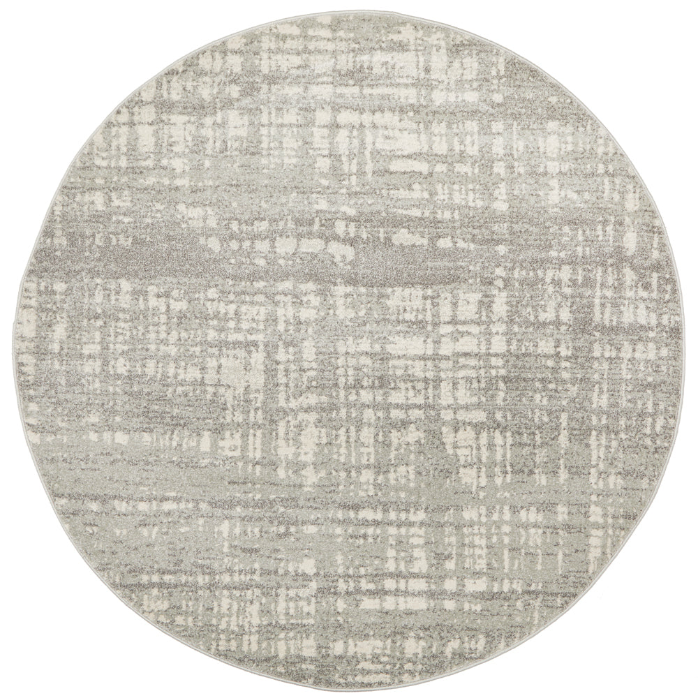 Mirage Ashley Abstract Modern Silver Grey Round Rug