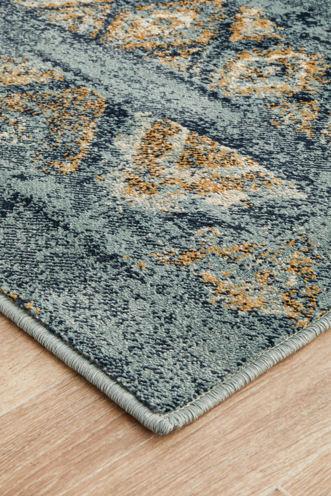 Oxford Contrast Blue Runner Rug