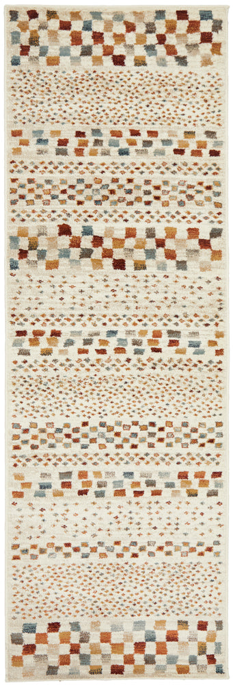 Oxford Squares Bone Runner Rug