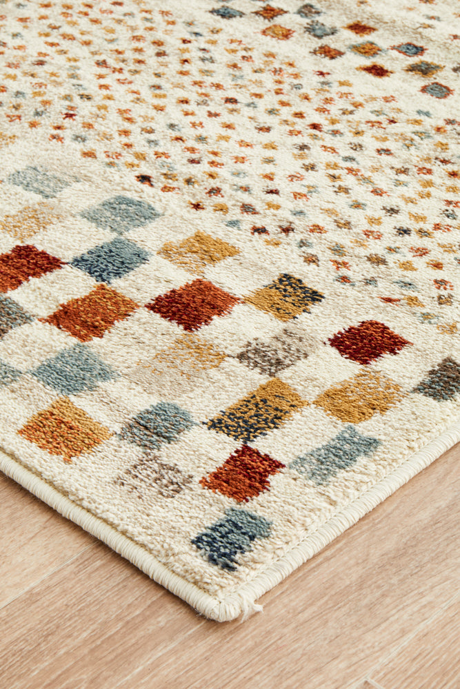 Oxford Squares Bone Runner Rug