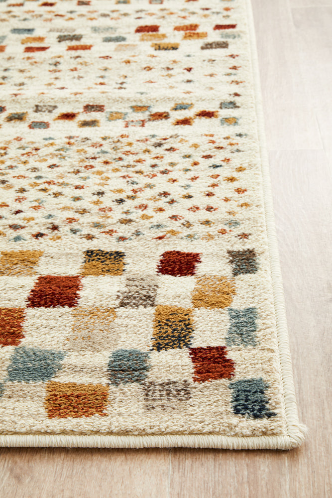 Oxford Squares Bone Runner Rug