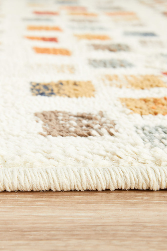 Oxford Squares Bone Runner Rug