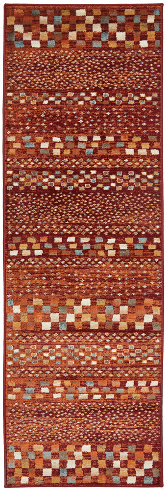 Oxford Squares Rust Runner Rug