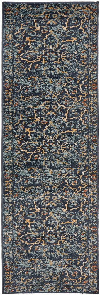 Oxford Stem Navy Runner Rug