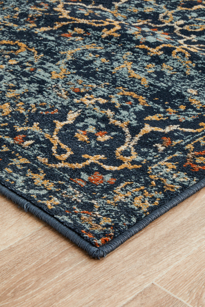 Oxford Stem Navy Runner Rug