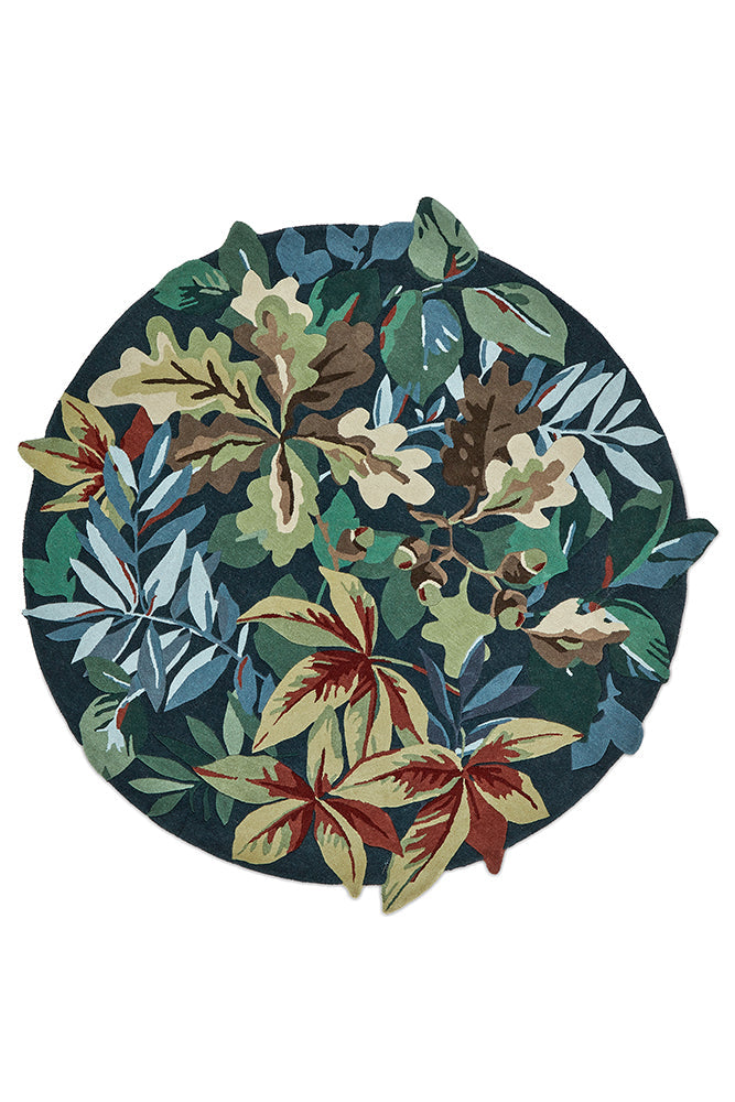 Sanderson Robin's Wood Forest Green Round 146508 Rug