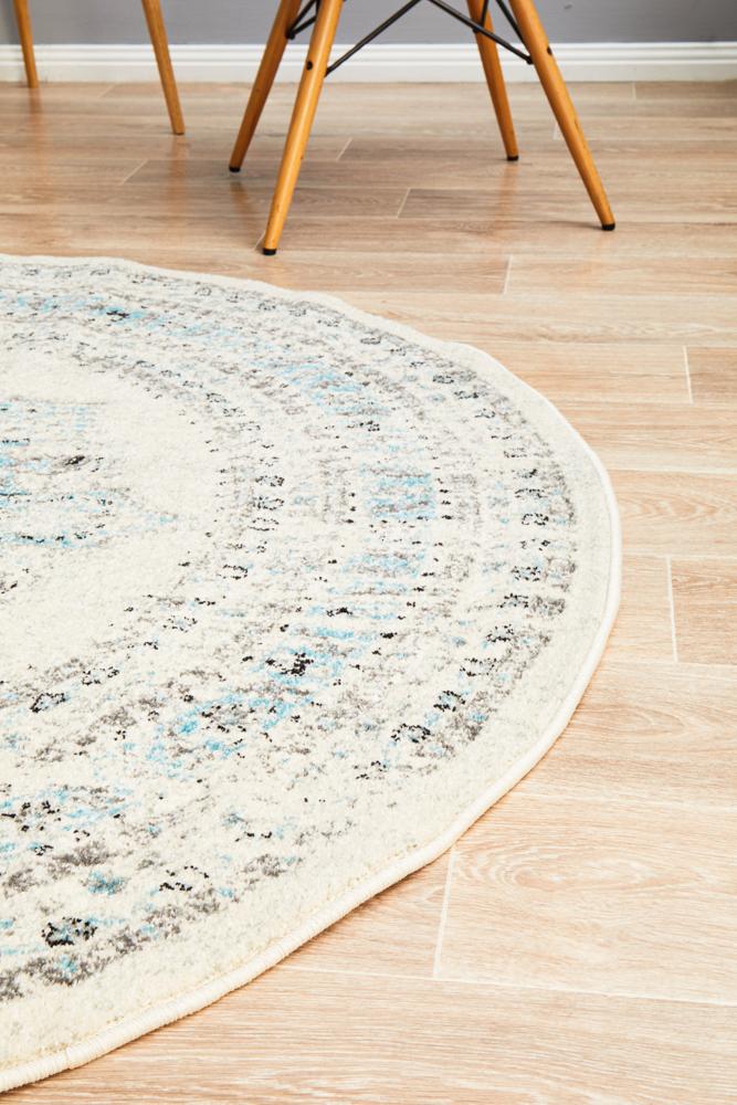 Century 922 White Round Rug